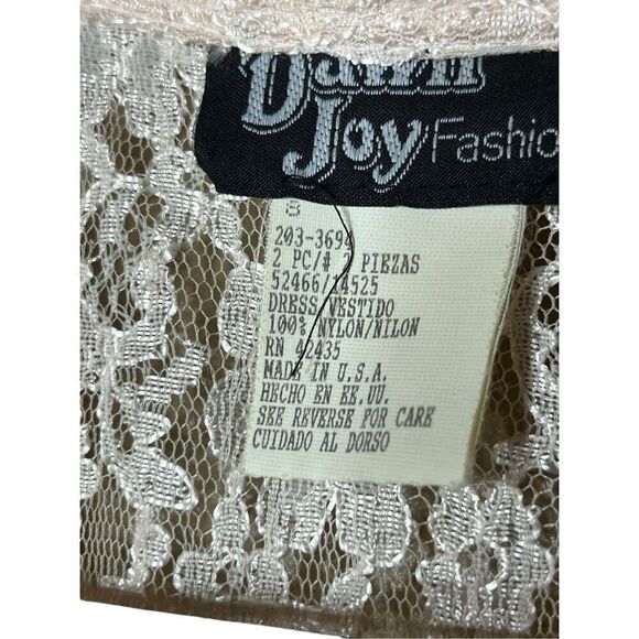 Vintage Dawn Joy 80s/90s Light Pink Lace Coquette Cottagecore Lace Maxi Dress Si - Picture 7 of 15
